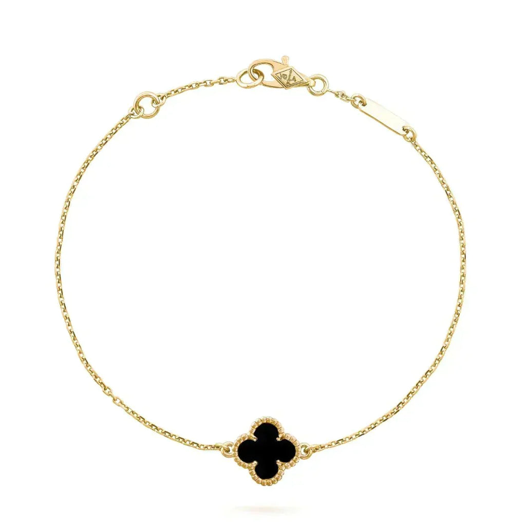 Miro CLOVER ONYX SINGLE FLOWER BRACELET