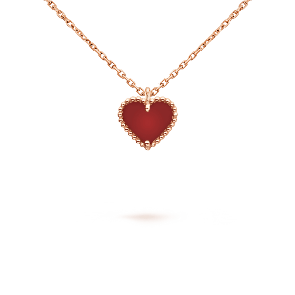 Miro SWEET CLOVER CARNELIAN HEART NECKLACE