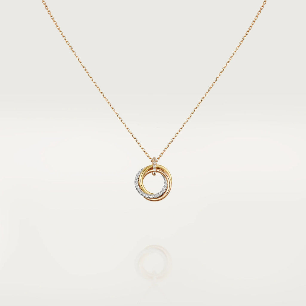 Miro TRINITY NECKLACE SILVER GOLD PINK GOLD DIAMONDS