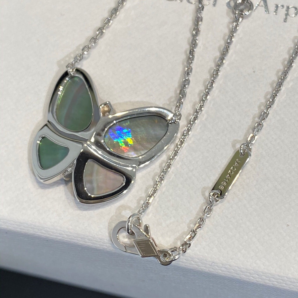 Miro LARGE BUTTERFLY SILVER PENDANT DIAMOND NECKLACE