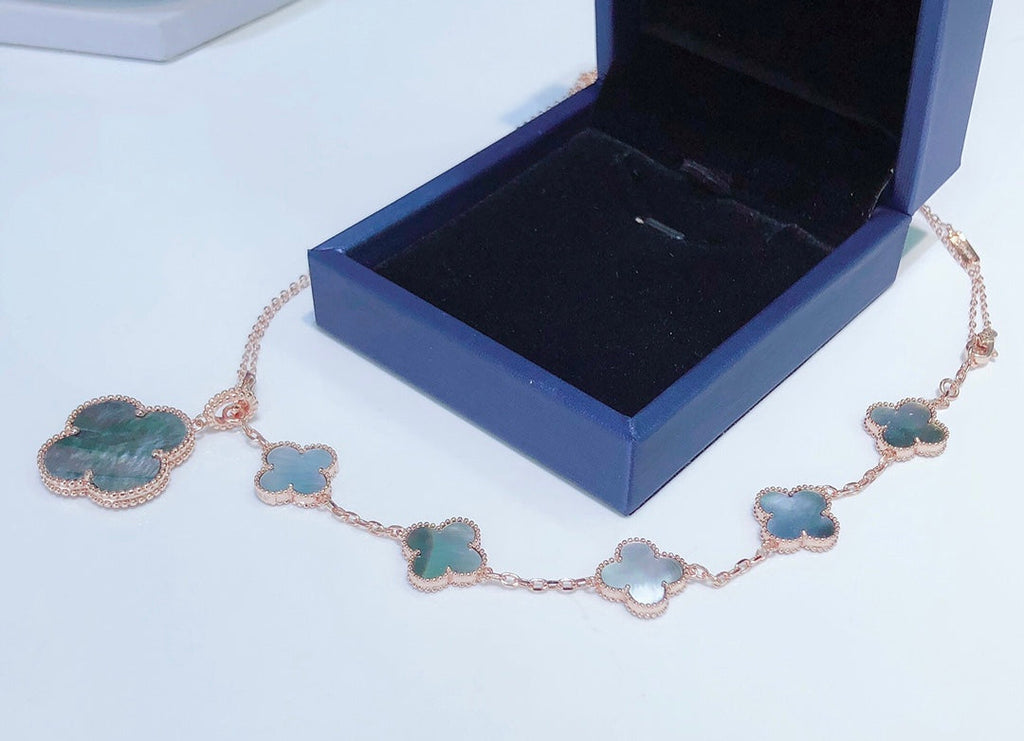 Miro COMBINED BRACELET 5 MOTIFS AND NECKLACE DARK MOP ROSE GOLD